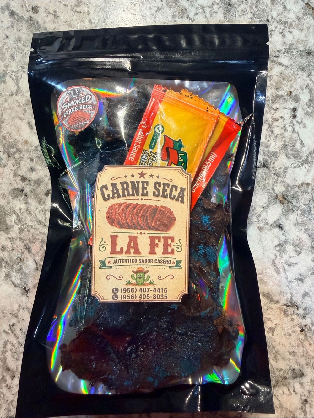 Carne Seca Smoked Beef Jerky - Black Packaging Blue fuego Takis flavor